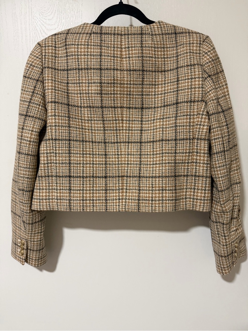 J.Crew Women's Tan Plaid Cropped Jacket size 6 - Picture 2 of 7